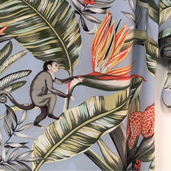 Ann Taylor flowy jungle floral print top size S oversized tie sleeve EUC - Picture 4 of 10